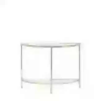 Champagne Finish Glass Top Console Table With Mirrored Shelf